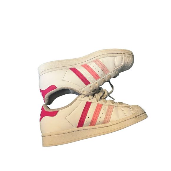 Adidas Superstar J Big Kids' Shoes Cloud White/Clear Pink/Bliss Pink kids size 4 - Picture 6 of 11